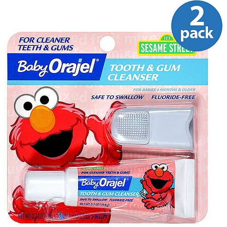 (2 Pack) Baby Orajel Gel & Finger Toothbrush Mixed Fruit Tooth & Gum Cleanser .7 Oz