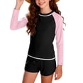 thumbnail image 1 of Girls Swimsuit Tankini Bathing Suit Long Sleeve Swim Top with Boyshorts Quickly Dry Modest Girls' Rash Guard Sets with Padding for 12-16 Years, 1 of 9
