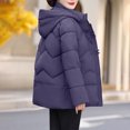thumbnail image 7 of Fashion Winter Warm Hooded Coats for Womens Plus Size Solid Color Embroidered Jacket Button Double Pocket Zipper Long Sleeved Parkas, 7 of 7