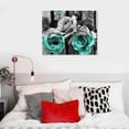 thumbnail image 5 of Nawypu  Teal Rose Flowers Canvas Prints Black and White Wall Art Turquoise Floral Pictures for Home Bedroom Bathroom Decoration, 5 of 6