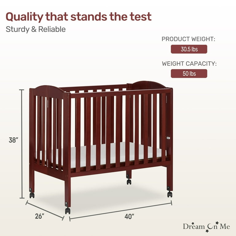 Dream On Me 2-in-1 Folding Portable Mini Crib, Cherry - Walmart.com