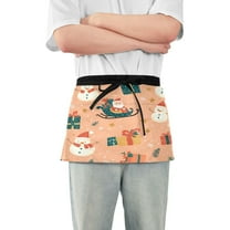 Yayeee Waist Apron with Pockets for Cooking Waterproof Half Server Aprons, Christmas Santa