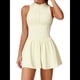 thumbnail image 3 of Vestido de Golf y Tenis para Mujer con Sujetador Incorporado, Pantalones Cortos con Cremallera, Corte Entallado, Falda Deportiva con Bolsillos Amarillo M, 3 of 10