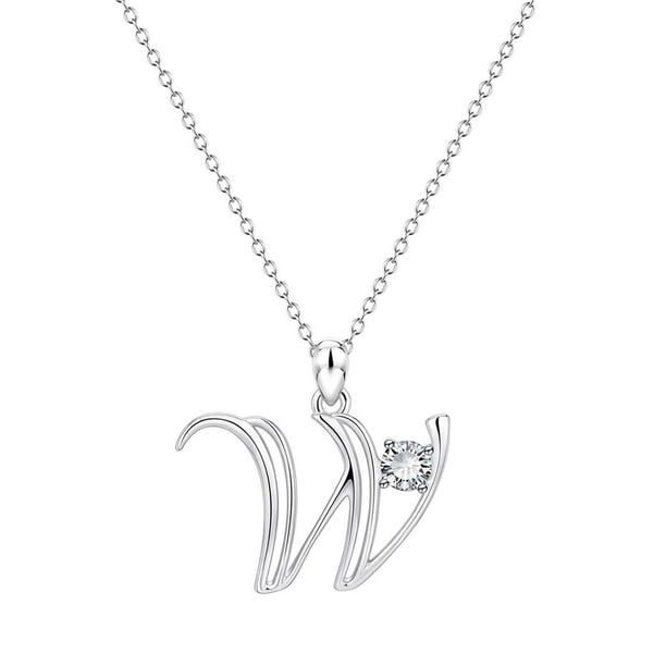 26 Initial Alphabet Shape Rhinestone Collar para Mujeres Collares para Mujeres A Z 26 Alphabet Initial Silver Collares para Mujeres Niñas