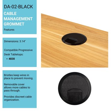 WOP 70mm (2 3/4”) Desk Grommet – Computer Wire Management Cable Organizer, Black