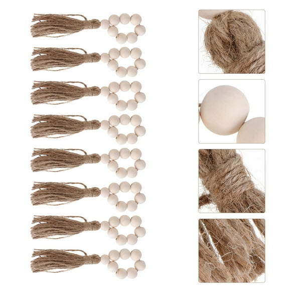 Toddmomy Beige Farmhouse Napkin Holder 8 Pcs Natural Wood Serviette Rings for Weddings Home Decor