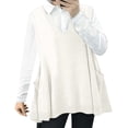thumbnail image 4 of DuoJiaJ Womens Oversized Sweater Vest, Crew Neck Cable Knit with Pockets White L, 4 of 6