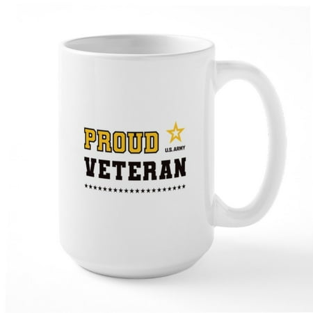 

CafePress - Proud Veteran Black And Gold Mugs - 15 oz Ceramic Large White Novelty Mug