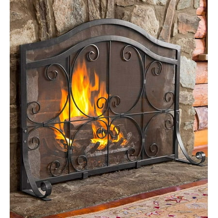 Large Crest Flat Guard Fireplace Screen Black Walmart Com