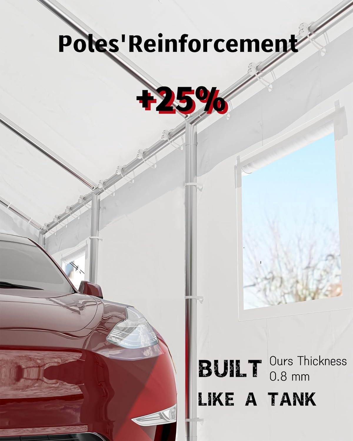 Kojooin 10' x 20' Heavy-Duty Carport, Portable Garage, 180g PE Waterproof Canopy and 8 x 1.0 mm Poles for Full-Size Pickup Trucks, Boats, and SUVs - Gray