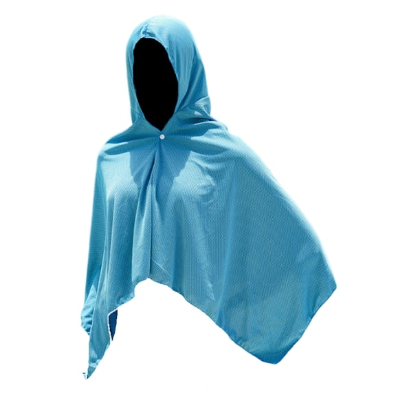 bestolf Sun Protection Poncho Hooded Cooling Cape UV Protection Lightweight Foldable Beach Cover Windproof Sun-proof Cloak (Sky Blue )