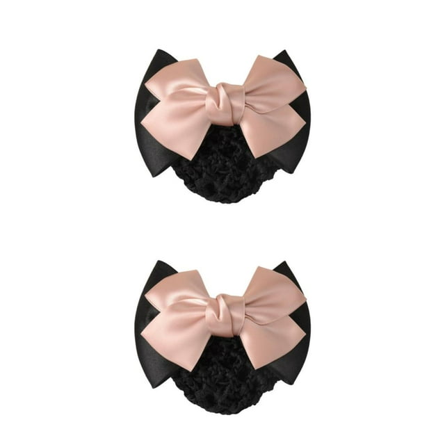 Guardoinrt Wide Application Bow Hair Net For Chic And Professional Appearance Good Gifts Two Bows- light pink 2Set
