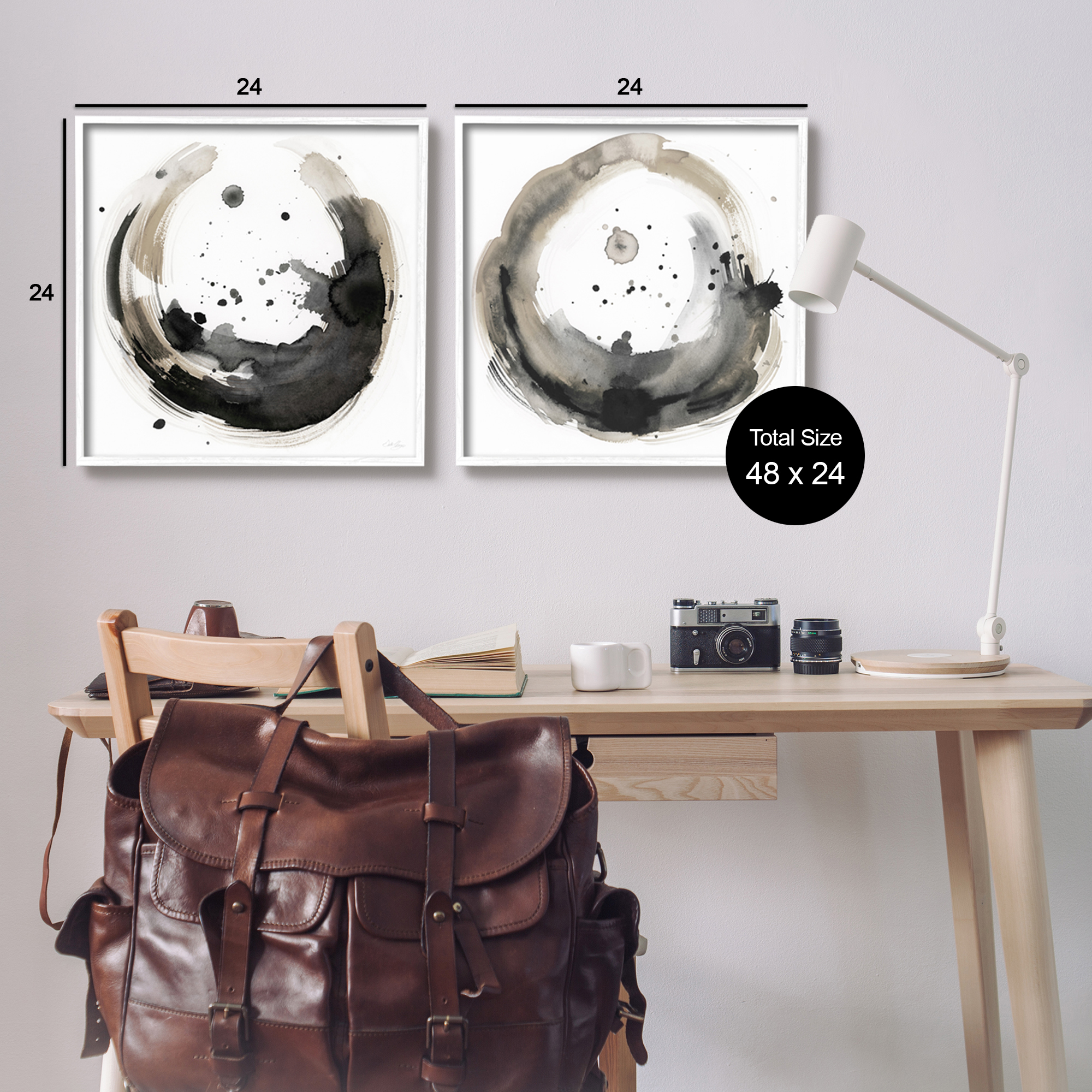 Stupell Urban Infinity Abstract Circles Painting Abstract Painting White Framed Art Print Wall Art, Set of 2