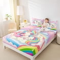 thumbnail image 4 of Homewish Colorful Cute Unicorn Twin Sheet Sets,Kawaii Rainbow Stars Pattern Twin Fitted Sheet, Magic Animal Flat Sheet For Girls Teens,Super Cozy Room Decor,3 Pieces, 4 of 7