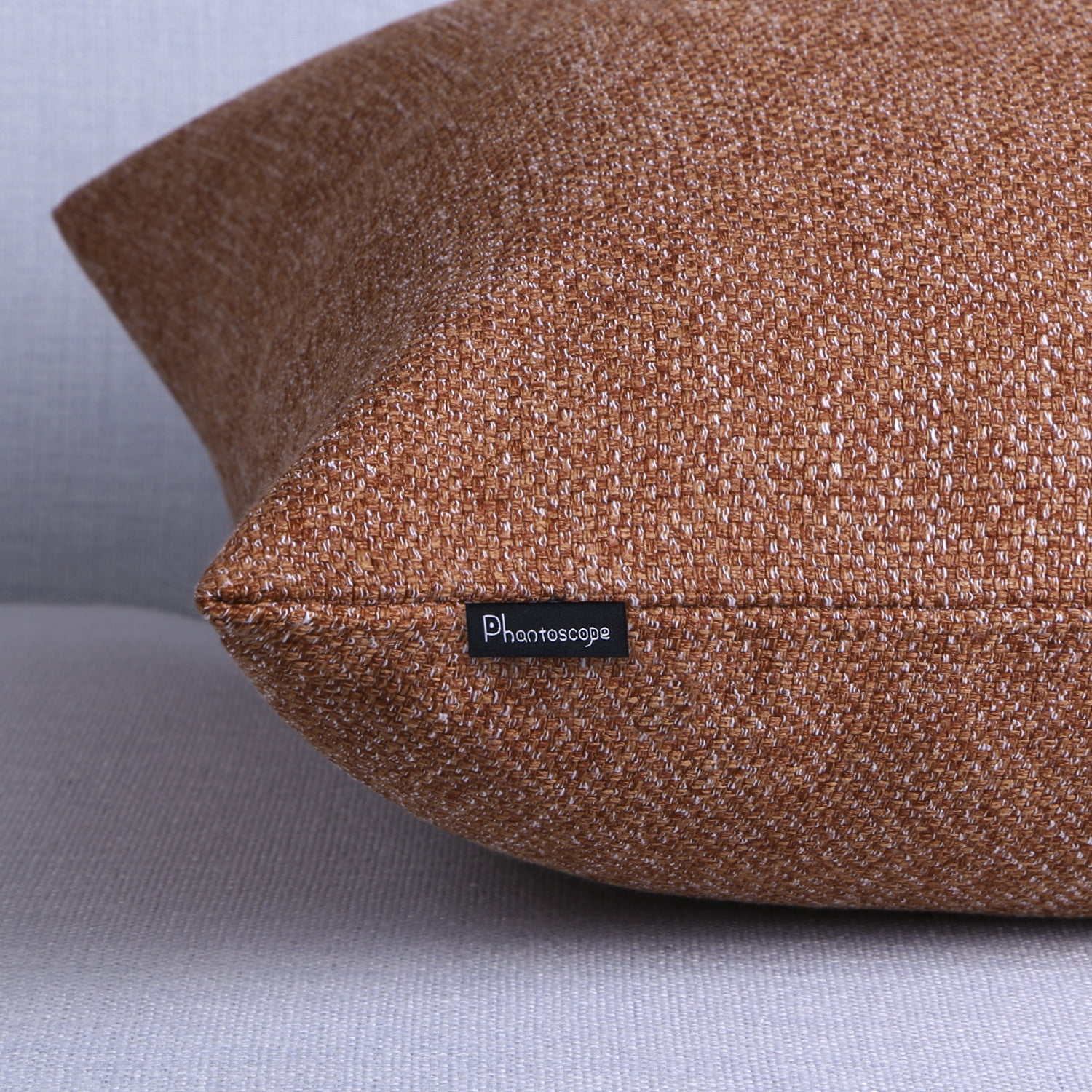 Phantoscope Triple Buttons Cotton Blend Series Farmhouse Square Decorative Throw Pillow Cusion for Couch, 20" x 20", Orange, 2 Pack