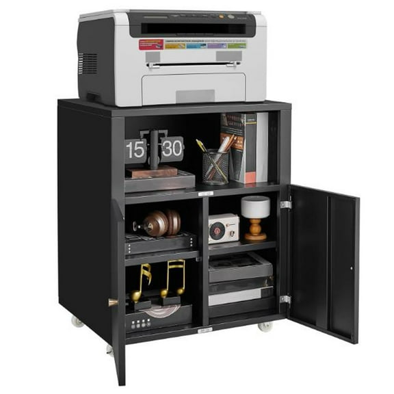 Metal Printer Stand with Storage Shelf, Copier Printer Cabinet 3D Printer Cabinet on Wheels, Under Desk File Cabinet Rolling Storage Cabinet for Letter/Legal/A4