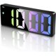 thumbnail image 1 of Reloj despertador digital, reloj digital de 16,5 cm, espejo LED, reloj digital, despertador con repetición de temperatura, activación por voz, 12/24 horas, 3 niveles de brillo, reloj despertador para, 1 of 5