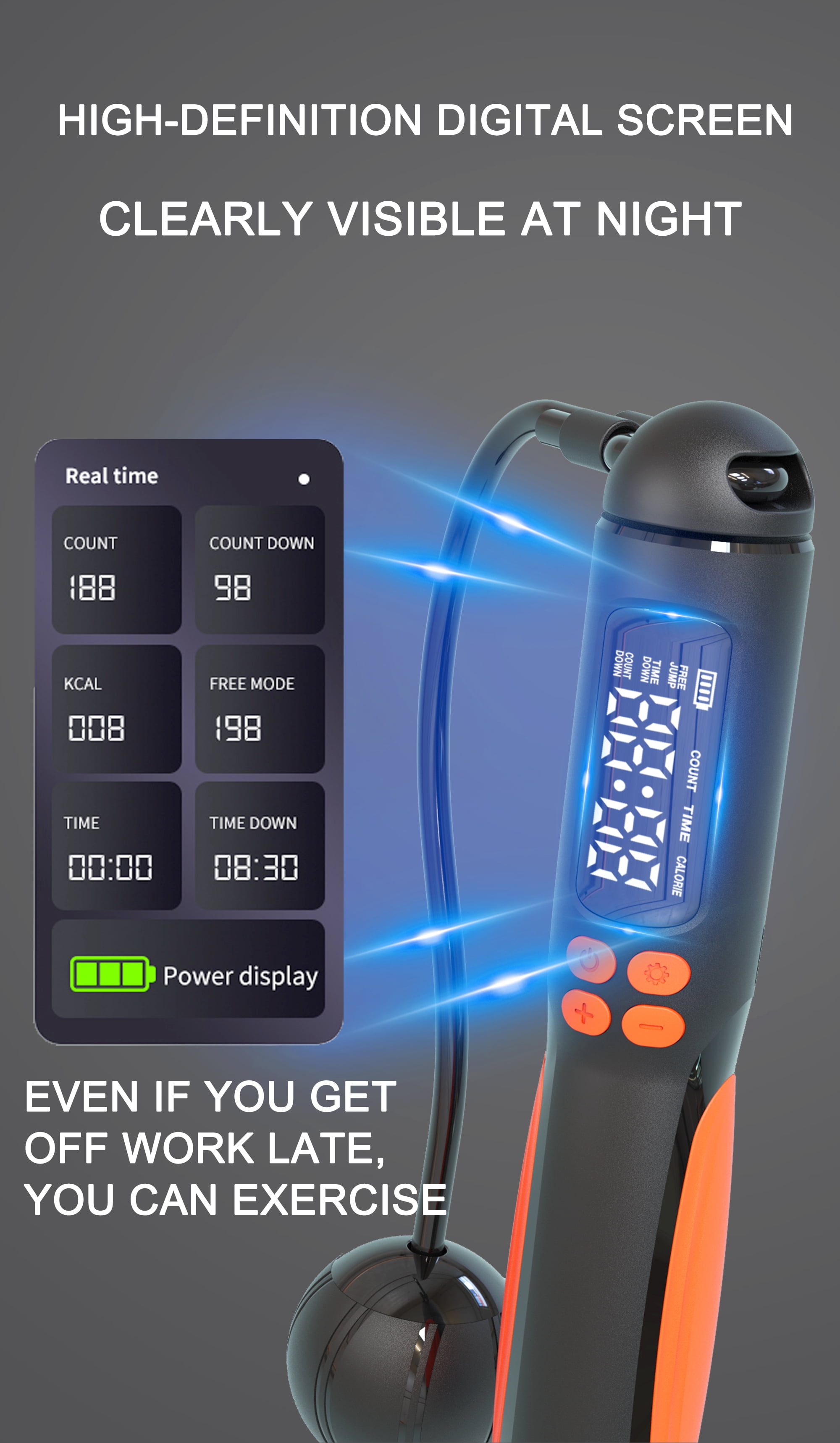 PWO Jump rope with counter, wired wireless weighted cordless jump rope for kids, women and men, adjustable digital smart jump rope for fitness workouts, boxing, speed training, home gym