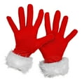 thumbnail image 2 of dianhelloya Christmas Winter Gloves Thermal Color Matching Soft Plush Full Fingers Unisex Elastic Anti-slip New Year Festive Outdoor Playing Skiing Gloves 1 Pair Red, 2 of 7