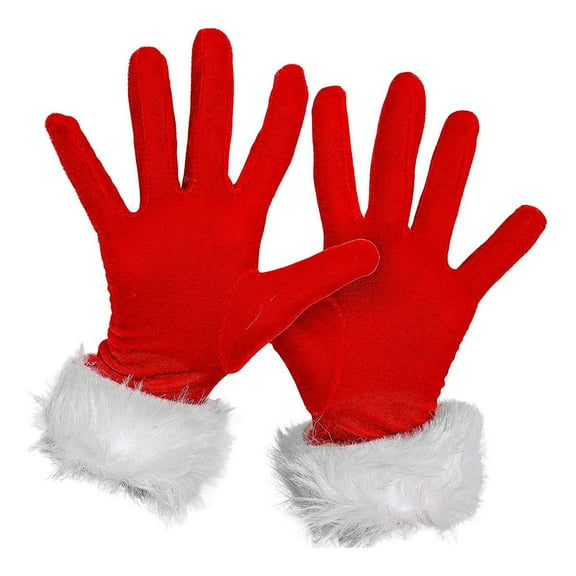 Mosey 1 Pair Christmas Winter Gloves Thermal Color Matching Soft Plush Full Fingers Unisex Elastic Anti-slip New Year Festive Outdoor Playing Skiing Gloves