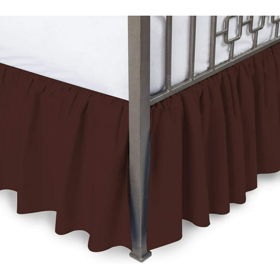 100% Egyptian Cotton 800 Thread Count Hotel Quality Dust Ruffle Bed Skirt, 18" Inch Drop Length Ruffle Bed Skirt, Full Size (54" x 75") Inch, Chocolate Solid