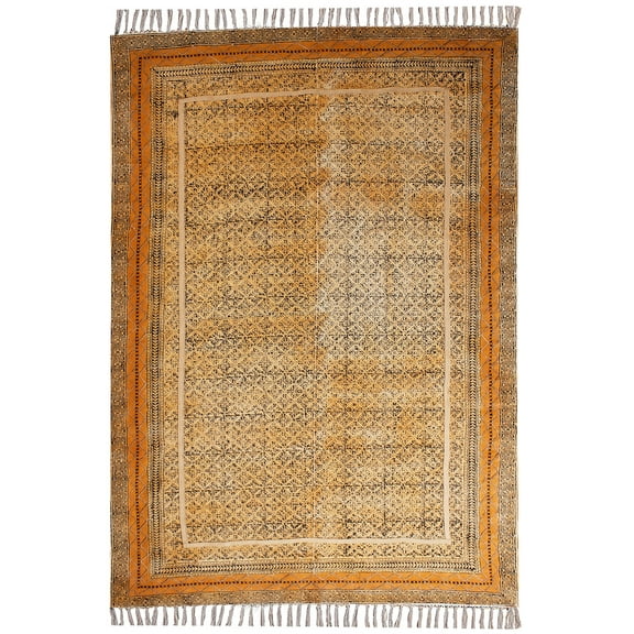 Casavani Indian Cotton Durrie Kitchen Floor rugs Bronze Outdoor Carpet 2x3 Feet
