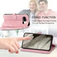 thumbnail image 5 of SaniMore Case for Google Pixel 8 6.2" 2023, PU Leather Zipper Wallet Detachable Lanyard Retro Embossed Flower Crad Slots Flip Kickstand Full Body Protective Drop-proof Case, Pink, 5 of 9