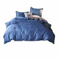 thumbnail image 1 of Maplenight Ensemble de Literie Simple 3 Pcs de Qualité Supérieure, Ensemble de Draps, Draps Rafraîchissants pour Dormeurs Ayant Chaud - Polyester Doux, Design Élégant Réversible, Bleu Lavable à la Machine, 1 of 6