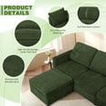 thumbnail image 2 of ACMEASE 110” Chenille 4 Seats Sofa W/2 Movable Ottoman, Modern Fabric U-Shaped Couch with Soft Backrest, Upholstered Sectional Sofa with Armrest Pillows for Living Room, Office, Green, 2 of 7
