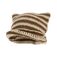 thumbnail image 4 of Gorro De Ganchillo Sunnimix Sombrero De Punto Slouchy Rayas Mujer Café Y Beige, 4 of 8