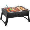 thumbnail image 2 of Portable Barbecue Charcoal Grill Foldable BBQ Grill Stainless Steel Wood Burning BBQ Stoves Outdoor Camping Barbecue Cooking Grills Stoves Smokers Tool for Picnic Beach Backyard, 2 of 10