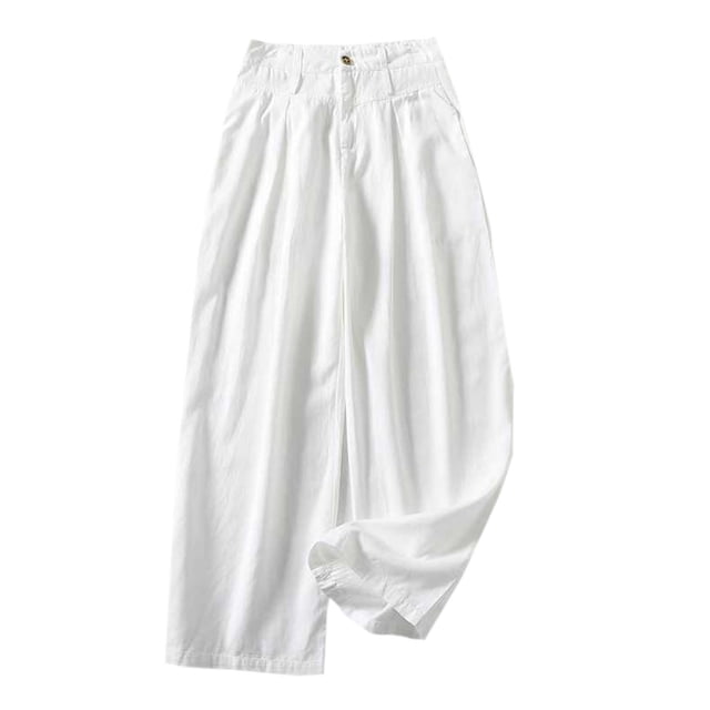 Mefallenssiah Women Solid Color Soft Comfortable Loose Fitting Casual and Versatile Straight Leg Pants