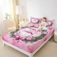 thumbnail image 4 of Manfei Christmas Wreath Flower Twin Sheet Sets,Cartoon Xmas Snowman Twin Fitted Sheet,Pink Bow Knot Flat Sheet For Girls Kids,Breathable Home Decor,3 Pieces, 4 of 7