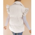 thumbnail image 5 of Women's Cardigan Clearance Women's Mid Long Puffer Vest Ruffle Sleeve Button Down Bubble Jackets Quilted Puffy Outerwear, 5 of 7