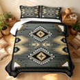 thumbnail image 3 of Erosebridal Gothic Aztec Twin Quilt Set, Southwestern Geometric Twin Coverlet Set, Charcoal Black Cream Tan 2 Pieces, 1 Bedspread and 1 Pillowcase, 3 of 7