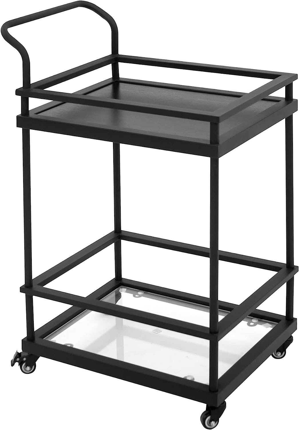 KUSONG Industrial Serving, 3Tier End Table on Wheels with Storage for