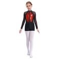 thumbnail image 4 of Aislor Kids Girls Shiny Rhinestones Gymnastic Long Sleeve Leotard with Shorts Skating Dancewear Red 16, 4 of 7