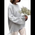 thumbnail image 1 of Suéteres de Verano Informales, Holgados, 100% Algodón, con Cuello Redondo, Espalda Descubierta y Sudaderas Oversize para Mujer 2025 Gris L, 1 of 10