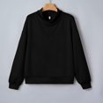 thumbnail image 6 of Sweatshirts for Women Puff Sleeve Relaxed Fit Casual Pullover with Front V Fall Versatile Comfy Tops Black XXL, 6 of 7