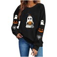 thumbnail image 5 of Women's Halloween Ghost Pumpkin Sweatshirts Long Sleeve Graphic Pullover Sweaters Crewneck Casual Fall Shirts Holiday Tops, 5 of 8