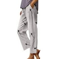 thumbnail image 1 of Pantalon Décontracté Pliable Extensible à Poches Imprimé Mode Printemps et Été pour Femmes (3), 1 of 4
