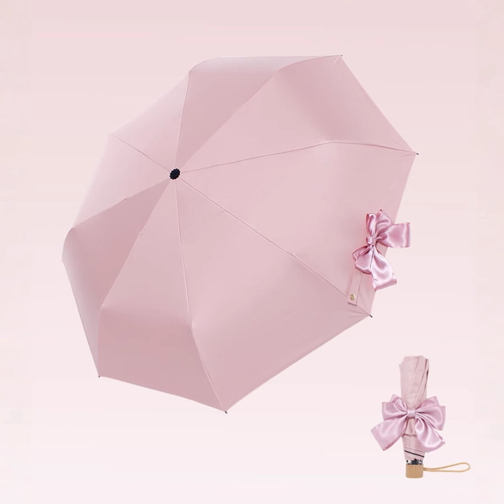 Auto Sun and Rain Umbrella Lightweight Folding Design with Large Bowknot