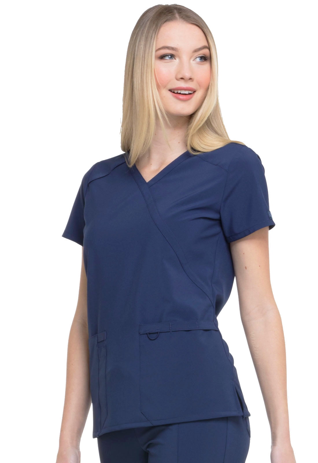 Dickies EDS Essentials Scrubs Top for Women Mock Wrap Plus Size DK625, 3XL, Navy