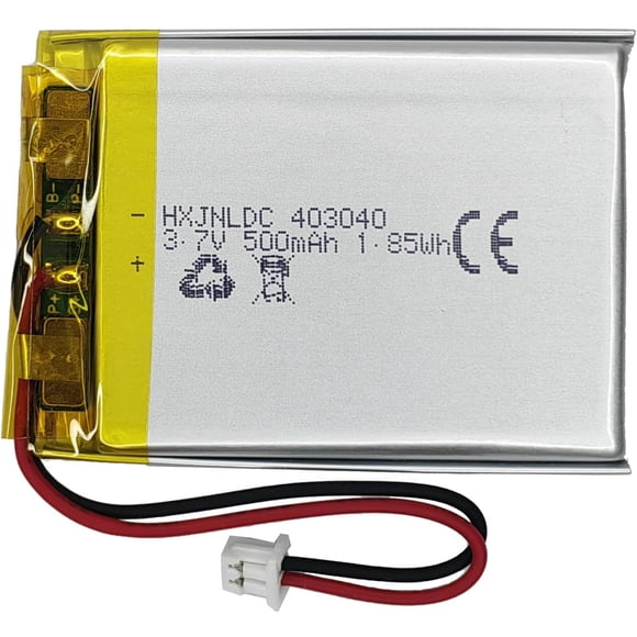 DC 3.7V 500mAh 403040 Rechargeable Lithium Polymer Battery, Suitable for DIY 3.7-5V Electronic Products with Built-in 2-Wire Battery Replacement and LED Lights