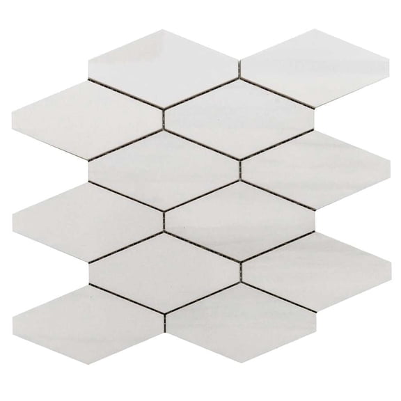The Tile Life Stately Elongated Hex Dolomite Porcelain Mosaic Tile - 12 x 12 in. - Polished - 6-Piece - Floor, Wall & Backsplash