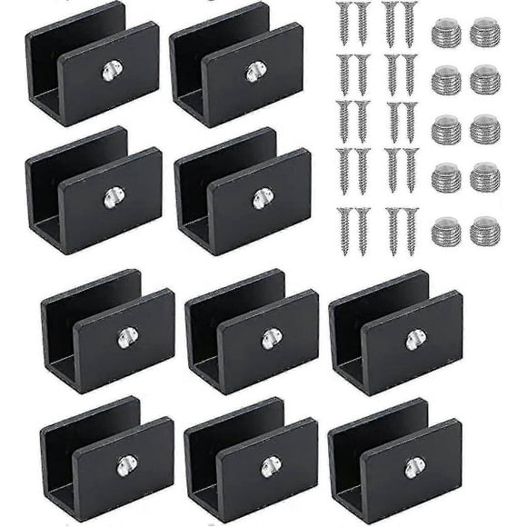 10 Pieces Adjustable Glass Shelf Bracket Clamp Glass Railing Clamp Bracket, compatible 8-10mm Thick Glass+qwl