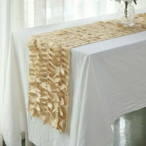Efavormart 12"X108" Champagne 3D Leaf Petal Taffeta Fabric Table Runner