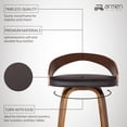 thumbnail image 5 of Sonia 26" Counter Height Swivel Brown Faux Leather and Walnut Wood Bar Stool - Set of 2, 5 of 6