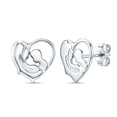 thumbnail image 6 of LeCalla 925 Sterling Silver Heart Shape Mom Son Stud Earrings, 6 of 7