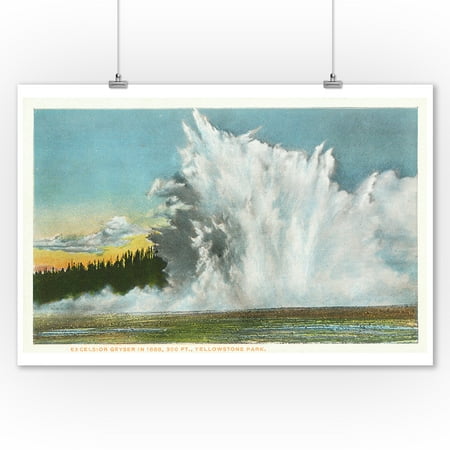 300 Home Decor Yellowstone Nat'l Park, Wyoming - Excelsior Geyser View in 1888, 300 ft (9x12 Art Print, Wall Decor Travel Poster) ()